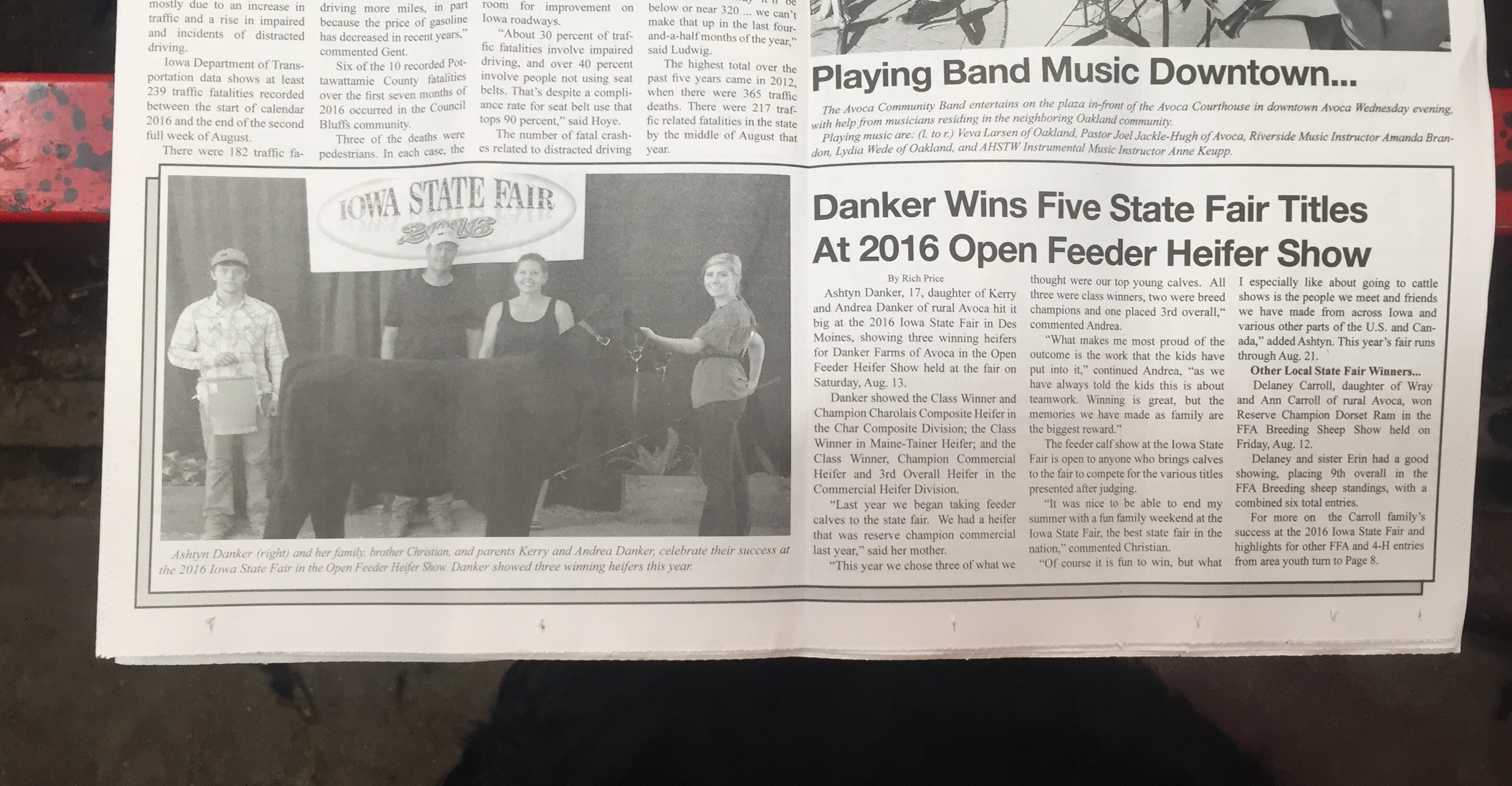 Danker Show Cattle Featured In Avoca, Iowa Newspaper With Prize Winning